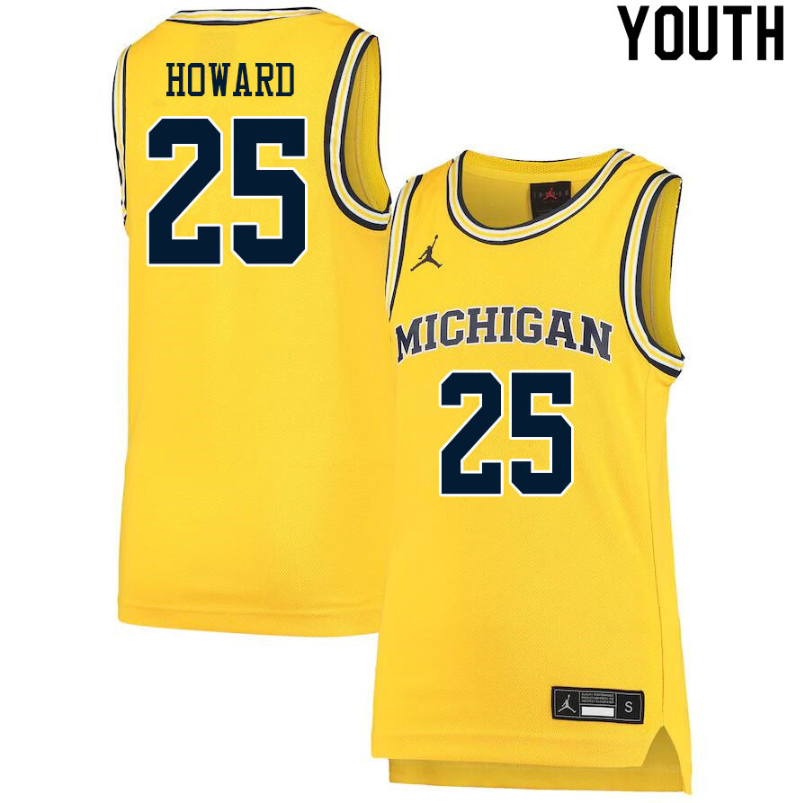 Youth #25 Jace Howard Michigan Wolverines College Basketball Jerseys Sale-Yellow